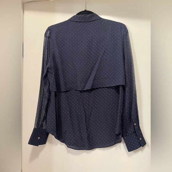 Club Monaco Navy with White Polka Dot Lounge Sleeve Blouse - Picture 3 of 4